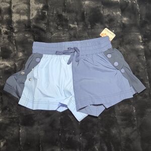 FP Movement by Free People Two-Tone Athletic Shorts - Light Blue and Navy